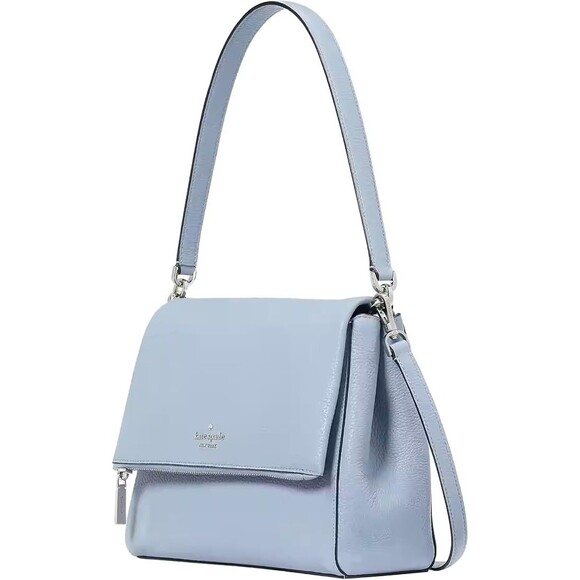Kate Spade Leila Medium Zip Crossbody Pebble Leather Muted Blue - Picture 1 of 14